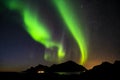 Aurora borealis over the mountains of Lofoten, Norway