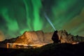 Aurora borealis over Olstinden