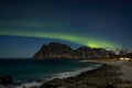 Aurora borealis over Uttakleiv beach, Lofted Norway