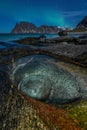 Aurora borealis over Uttakleiv beach, Lofted Norway