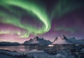 Aurora Borealis spiral over northern Norway High quality aurora borealis panorama, highly photorealistic Royalty Free Stock Photo