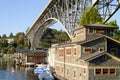 Aurora Bridge carries State Route 99 over houseboats in Seattle Royalty Free Stock Photo