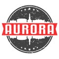 Aurora, CO, USA Round Travel Stamp. Icon Skyline City Design. Seal Tourism Vector Badge Illustration.