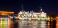 Aurora cruiser on Neva river at night, Saint Petersburg, Russia Royalty Free Stock Photo