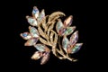 Aurora crystal colourful vintage brooch