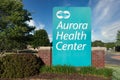 Aurora Health Center Exterior Sign and Trademark Logo Royalty Free Stock Photo