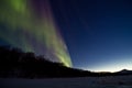 Aurora northern light over the winter sea ice