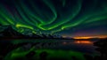 aurora northern lights landscape night sky of northern lights multi coloured borealis twilight nature space backgrounds