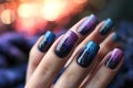 Aurora northern lights Woman nail art design detail illustration generative ai