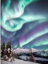 Aurora northern southern lights illustration Artificial intelligence artwork generated