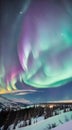 Aurora northern southern lights sky illustration Artificial intelligence artwork generated