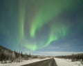 Aurora over Elliot Highway Royalty Free Stock Photo