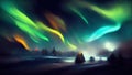 Aurora polaris landscape painting digital banner