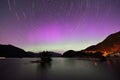 Aurora and Star Trails at Furry Creek Royalty Free Stock Photo