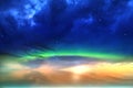 Aurora borealis  starry sky shining light colorful green blue background Royalty Free Stock Photo