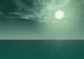 Aurora - Teal sunset above the sea horizon Royalty Free Stock Photo