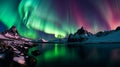 Aurora Under The Aurora: Captivating Northern Lights Over Mountains And Lake