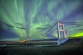 Auroral display over the bridge Iceland.