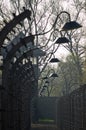 Auschwitz Barbed Wire and lamps Royalty Free Stock Photo