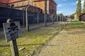 Auschwitz Birkenau Concentration Camp Poland, Fence death advise block Royalty Free Stock Photo