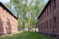 AUSCHWITZ-BIRKENAU CONCENTRATION CAMP, POLAND - JUNE, 2017: Block of houses in concentration camp in Auschwitz, Poland. It was the Royalty Free Stock Photo