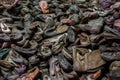 Auschwitz Birkenau, Holocaust concept Jewish shoes for remembrance day