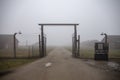 Auschwitz - Birkenau, the inner gate in the concentration camp. Exit from the train station to the death camp. German