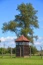 Auschwitz concentration camp fences and mirador