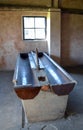Auschwitz concentration camp inside toilet barrack Royalty Free Stock Photo