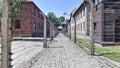 Auschwitz Concentration Camp Museum - Fences and Barbed Wire between the barracks. July 7th, 2015 Royalty Free Stock Photo