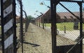 Auschwitz Concentration Fences and Barbed Wire. Sunny day on the July 7th, 2015 - Krakow, Poland