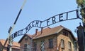 Auschwitz Concentration Gate, ARBEIT MACHT FREI sign. Sunny day on the July 7th, 2015, Krakow, Poland