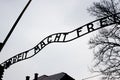 Auschwitz gate entrance. Royalty Free Stock Photo