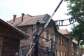 Concentration camp Auschwitz main entrance gate Royalty Free Stock Photo