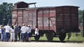 Auschwitz II - Birkenau, visitors looking at the train wagon for prisoners transport - July 6th, 2015 - Krakow, Poland