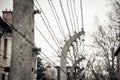 Auschwitz / Oswiecim / Poland - 02.15.2018: Barbed wire fence around a concentration camp.