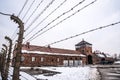 Auschwitz / Oswiecim / Poland - 02.15.2018: Barbed wire fence around a concentration camp.
