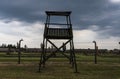 Electrified fence of the Auschwitz concentration camp near Krakow, Poland