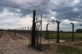 Electrified fence of the Auschwitz concentration camp near Krakow, Poland