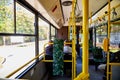 AUSCHWITZ, Poland - September 30, 2018: Bus in The biggest concentration camp Auschwitz in Europe during World War II