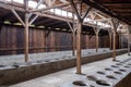 Toilet block at Auschwitz Birkenau Nazi Concentration Camp, Poland Royalty Free Stock Photo