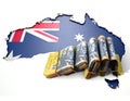 Ausralia Map And Folded Notes Royalty Free Stock Photo