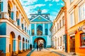 Ausros gate gate of dawn with basilica of Madonna Ostrobramska in Vilnius