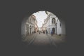 Ausros gate (gate of dawn) with basilica of Madonna Ostrobramska in Vilnius, Lithuania Royalty Free Stock Photo