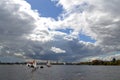 Aussenalster in Hamburg on a sunny day with boats