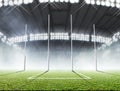 Sports Stadium And Goal Posts Royalty Free Stock Photo