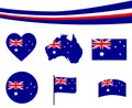 Australia Flag Map Ribbon And Heart Icons Vector Illustration Abstract Royalty Free Stock Photo