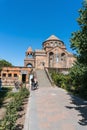 Armenia, Echmiadzin, September 2021. Stairs to the ancient church of St. Hripsime.