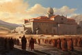 Austere Monks monastery. Generate Ai Royalty Free Stock Photo