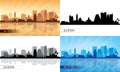 Austin city skyline silhouettes set